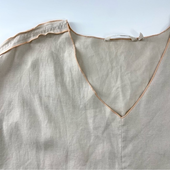 Soft‎ Surroundings 100% Linen Canberra Tunic in Flax Beige Orange Trim Pockets - Picture 4 of 11